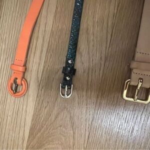 Orange, green and tan Leather Belts